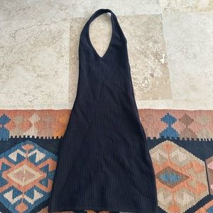 Halter top dress bodycon sexy classic style ultra rubbed knit stretch midi